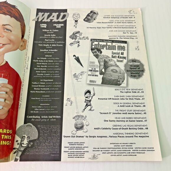 Mad Magazine April 1998 No 368 Scream 2 Movie 90s Vintage Satire Humor - Picture 2 of 3